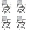 vidaXL Chaises pliables d'extérieur 4 pcs avec coussins Bois d'acacia