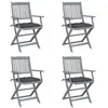 vidaXL Chaises pliables d'extérieur 4 pcs avec coussins Bois d'acacia
