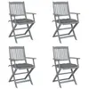Chaises pliables d'extérieur lot de 4 et coussins Bois d'acacia Vidaxl