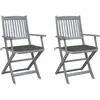 vidaXL Chaises pliables d'extérieur 2 pcs avec coussins Bois d'acacia