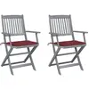vidaXL Chaises pliables d'extérieur 2 pcs avec coussins Bois d'acacia