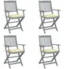 vidaXL Chaises pliables d'extérieur 4 pcs avec coussins Bois d'acacia