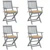 vidaXL Chaises pliables d'extérieur 4 pcs avec coussins Bois d'acacia