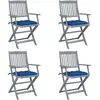 vidaXL Chaises pliables d'extérieur 4 pcs avec coussins Bois d'acacia