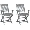 vidaXL Chaises pliables d'extérieur 2 pcs avec coussins Bois d'acacia