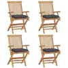 vidaXL Chaises de jardin avec coussins anthracite 4 pcs Bois de teck