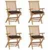 vidaXL Chaises de jardin avec coussins taupe 4 pcs Bois de teck massif