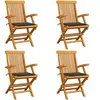 vidaXL Chaises de jardin avec coussins taupe 4 pcs Bois de teck massif