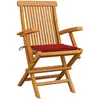 vidaXL Chaises de jardin avec coussins rouge 4 pcs Bois de teck massif