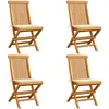 vidaXL Chaises de jardin avec coussins crème 6 pcs Bois de teck massif