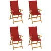 vidaXL Chaises de jardin 6 pcs avec coussins rouge Bois de teck
