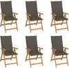 vidaXL Chaises de jardin lot de 6 avec coussins taupe Bois teck massif