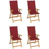 vidaXL Chaises de jardin 6 pcs avec coussins bordeaux Bois de teck