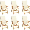 vidaXL Chaises de jardin 6 pcs avec coussins crème Bois de teck