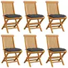 vidaXL Chaises de jardin avec coussins anthracite 6 pcs Bois de teck