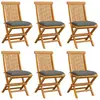 vidaXL Chaises de jardin avec coussins gris 6 pcs Bois de teck massif