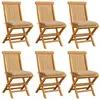 vidaXL Chaises de jardin avec coussins beige 6 pcs Bois de teck massif