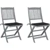 vidaXL Chaises pliables d'extérieur lot de 6 et coussins Bois d'acacia