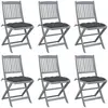 vidaXL Chaises pliables d'extérieur lot de 6 et coussins Bois d'acacia