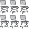 vidaXL Chaises pliables d'extérieur lot de 6 et coussins Bois d'acacia
