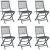 vidaXL Chaises pliables d'extérieur 6 pcs avec coussins Bois d'acacia