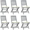 vidaXL Chaises pliables d'extérieur 6 pcs avec coussins Bois d'acacia