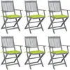 vidaXL Chaises pliables d'extérieur 6 pcs avec coussins Bois d'acacia