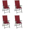vidaXL Chaises inclinables de jardin 4 pcs avec coussins Bois d'acacia