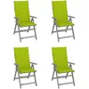 vidaXL Chaises inclinables de jardin 4 pcs avec coussins Bois d'acacia