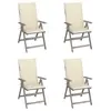 vidaXL Chaises inclinables de jardin 4 pcs avec coussins Bois d'acacia