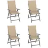 vidaXL Chaises inclinables de jardin 4 pcs avec coussins Bois d'acacia