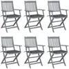 vidaXL Chaises pliables d'extérieur 6 pcs avec coussins Bois d'acacia