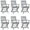 vidaXL Chaises pliables d'extérieur 6 pcs avec coussins Bois d'acacia