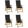 vidaXL Chaises inclinables de jardin 4 pcs avec coussins Bois d'acacia