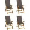vidaXL Chaises inclinables de jardin 4 pcs avec coussins Bois d'acacia