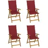 vidaXL Chaises inclinables de jardin 4 pcs avec coussins Bois d'acacia