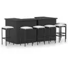 vidaXL Meuble de bar de jardin 8 pcs avec coussins Résine tressée Noir