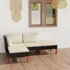vidaXL Salon de jardin 4 pcs avec coussins Résine tressée Noir