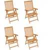 vidaXL Chaises de jardin 4 pcs avec coussins à carreaux gris Teck