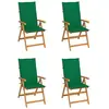 Vidaxl - Chaises de jardin lot de 4 avec coussins vert Bois teck solide