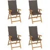 vidaXL Chaises de jardin 4 pcs avec coussins taupe Bois de teck massif