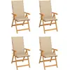 vidaXL Chaises de jardin 4 pcs avec coussins beige Bois de teck massif