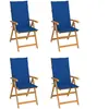 vidaXL Chaises de jardin 4 pcs avec coussins bleu royal Bois de teck