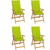vidaXL Chaises de jardin 4 pcs avec coussins vert vif Bois de teck