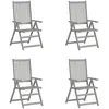 vidaXL Chaises inclinables de jardin 4 pcs Gris Bois solide d'acacia