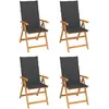vidaXL Chaises de jardin 4 pcs avec coussins anthracite Bois de teck