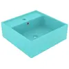 vidaXL Lavabo carré à trop-plein Vert clair mat 41x41 cm Céramique