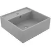 vidaXL Lavabo carré à trop-plein Gris clair mat 41x41 cm Céramique
