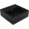 vidaXL Lavabo carré de luxe à trop-plein Noir mat 41x41 cm Céramique