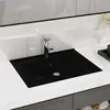 vidaXL Lavabo avec trou de robinet Noir mat 60x46 cm Céramique